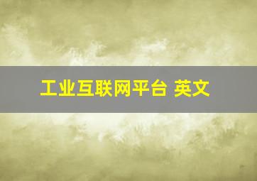 工业互联网平台 英文